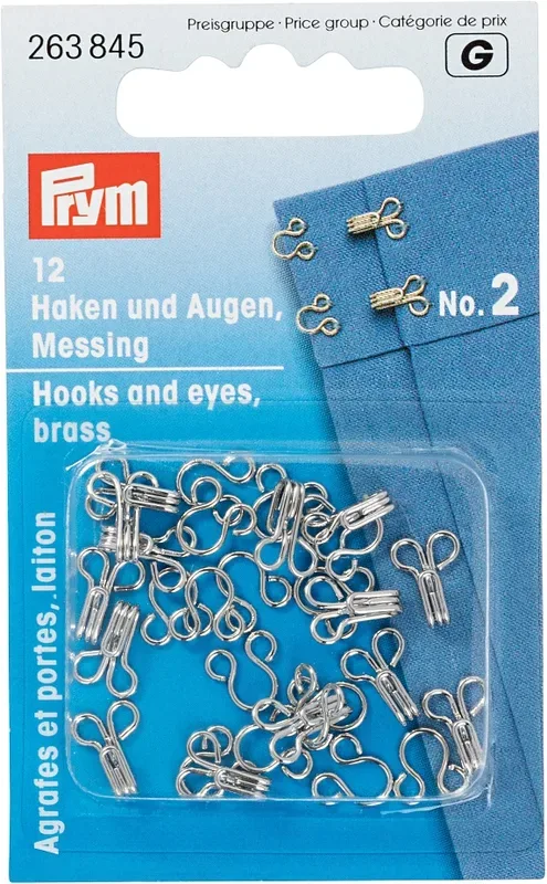 Prym Federhaken und augen, silber Nr. 2, Karte 12 Stk.