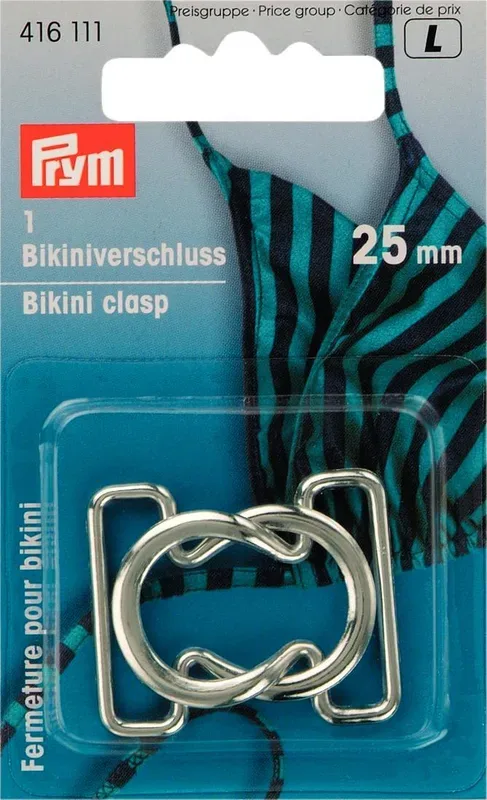 Prym Bikini- + G&uuml;rtelverschl&uuml;sse, silber 25 mm, Karte
