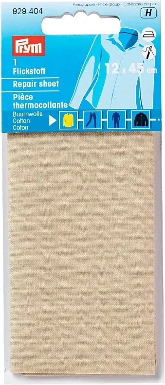 Prym Flickstoff, beige 12 x 45 cm, Karte, aufb&uuml;gelbar, 100 % CO