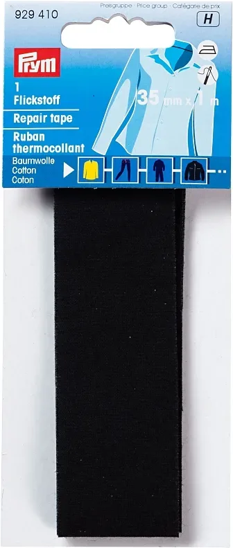 Prym Flickstoff, schwarz 3.5 x 100 cm, Karte, aufb&uuml;gelbar, CO