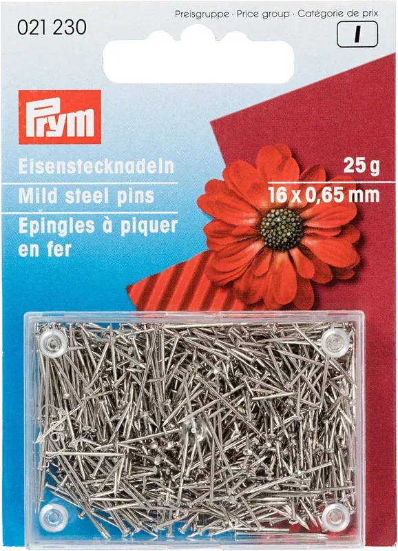Prym Bastelstecknadeln, silber&nbsp;&nbsp; 0.65 x 16 mm, Karte 25 g, Eisen