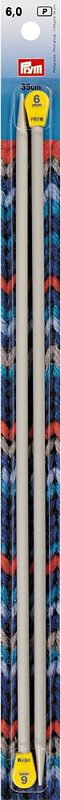 Prym Jackenstricknadeln, grau 6.00 mm, 35 cm, Karte 2 Stk., Aluminium