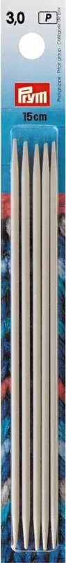Prym Strumpfstricknadeln grau 3.00 mm, 15 cm, Karte 5 Stk., Aluminium