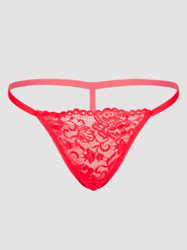 Lovehoney Flirty Red Lace G-String (Red L / XL), Rot - L / XL - Amorana