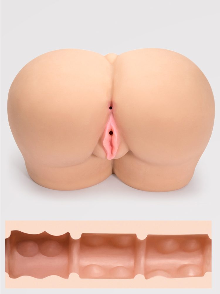 THRUST Pro Elite Alana Ribbed Vagina & Ass Male Masturbator, Flesh Pink - Amorana