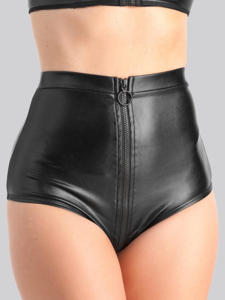 Lovehoney Fierce Wet Look High-Waisted Knickers (Black Large), L - Amorana