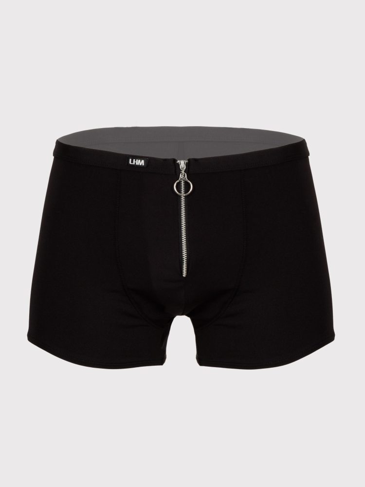 LHM Zip Front Microfibre Boxer Shorts (Black L / XL), L / XL - Amorana