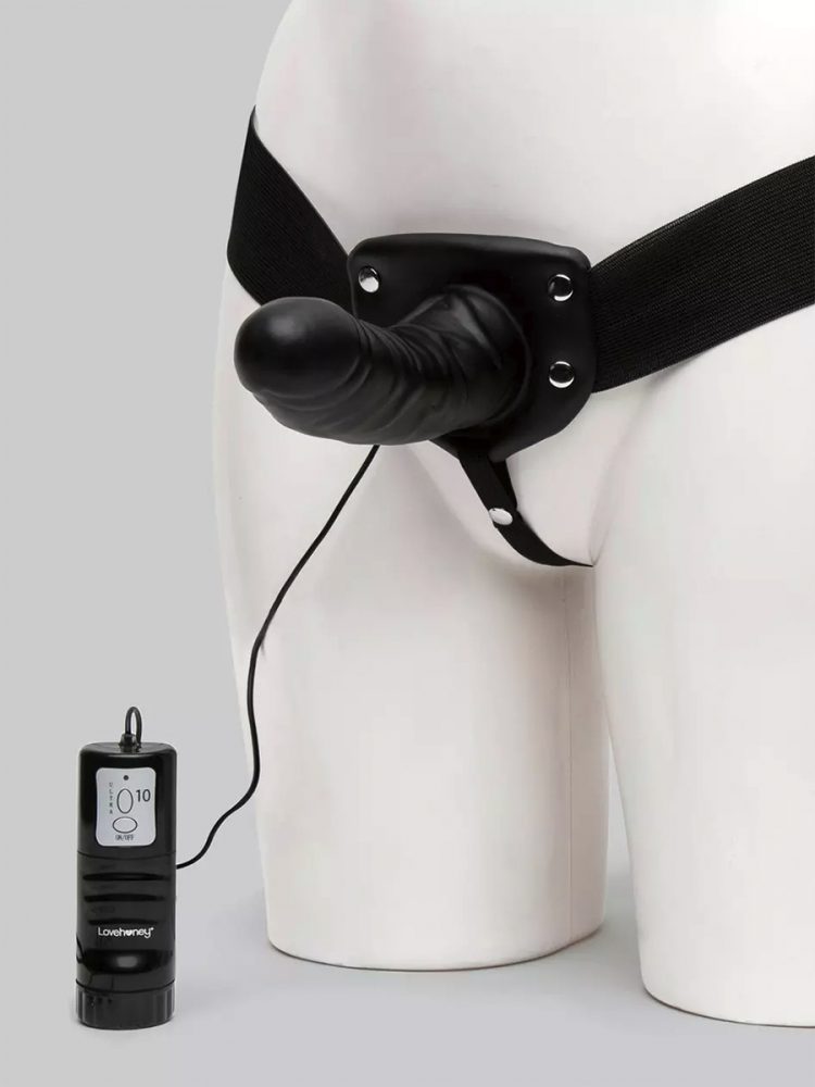 Lovehoney Perfect Partner 10 Function Vibrating Strap-On 6 Inch Black (Black), Schwarz - Amorana