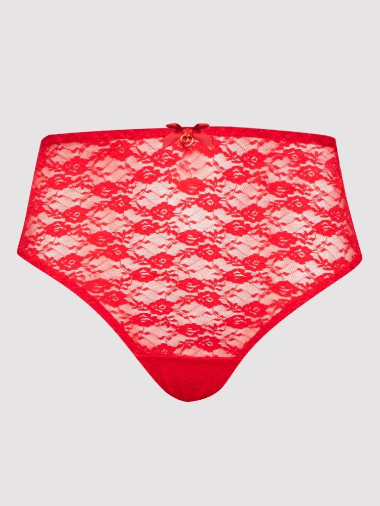 Lovehoney Fantasy Red Lace High-Waisted SantaThong (Red Large), Large - Amorana