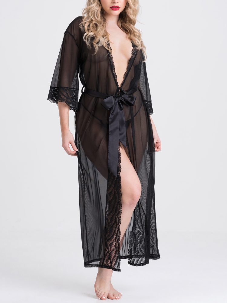Lovehoney Empress Black Long Robe Black (One Size), One Size - Amorana
