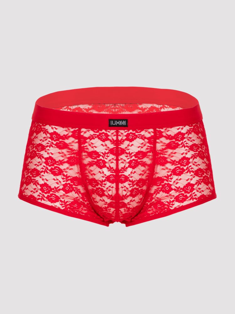 LHM Red Lace Boxer Shorts (Red L / XL), Rot - L / XL - Amorana