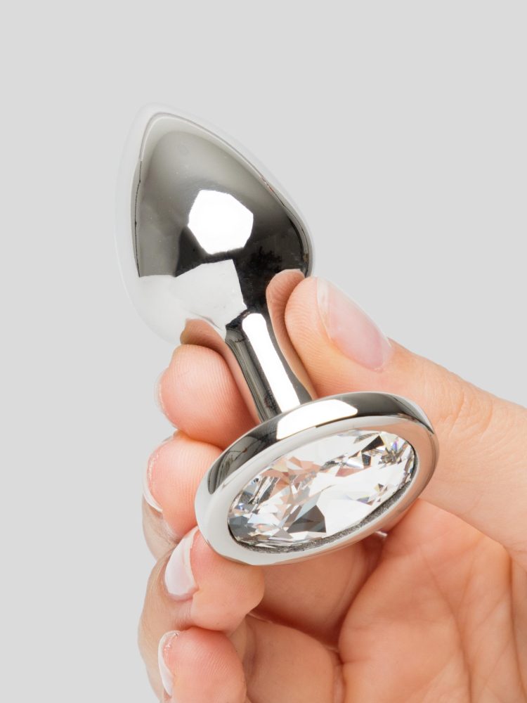 Lovehoney Luxury Crystal Stainless Steel Silver Butt Plug 2.5 Inch, Silber - Amorana