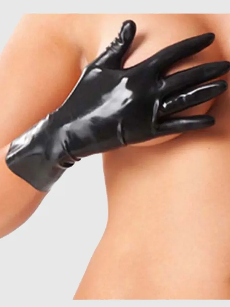 Rimba Latex Sexy Gloves[Black-L], L - Amorana