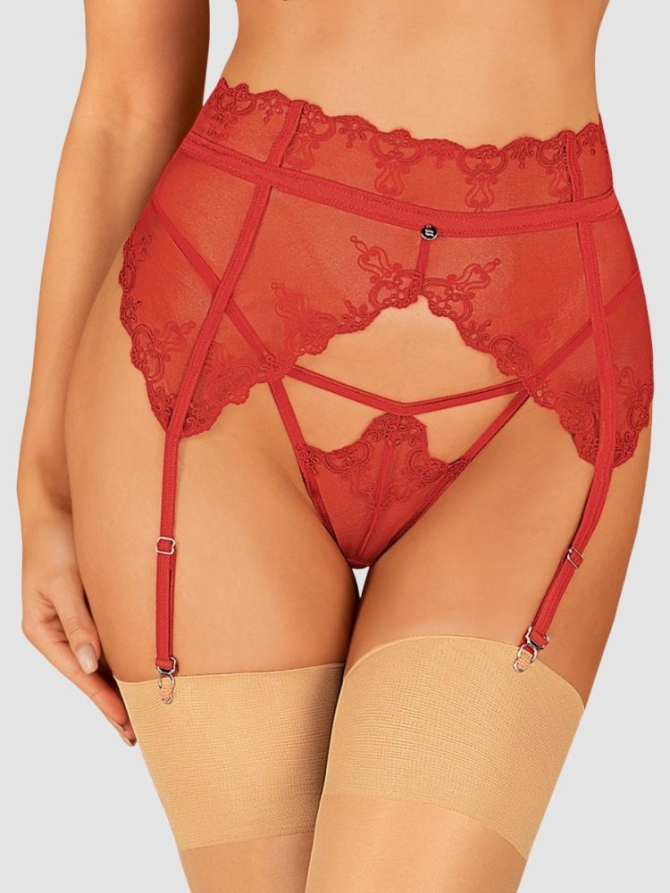 Lonesia Garter Belt Red - Red - S/M, S/M - Amorana