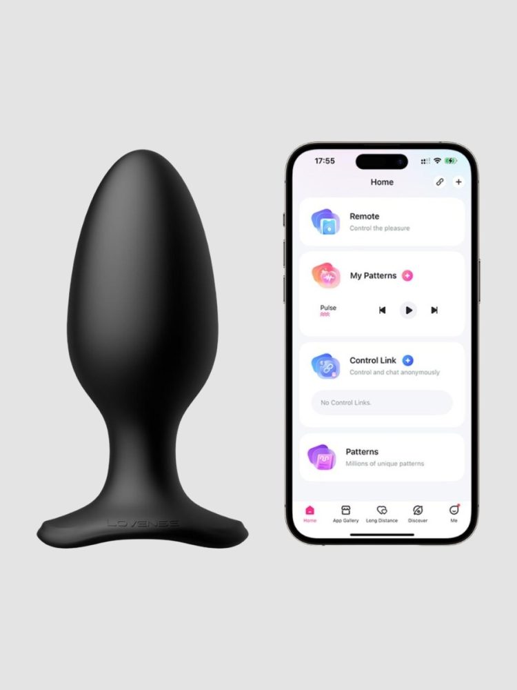 Lovense Hush 2 Large App Controlled Rechargeable Vibrating Butt Plug 5 Inch (Black), L - Amorana
