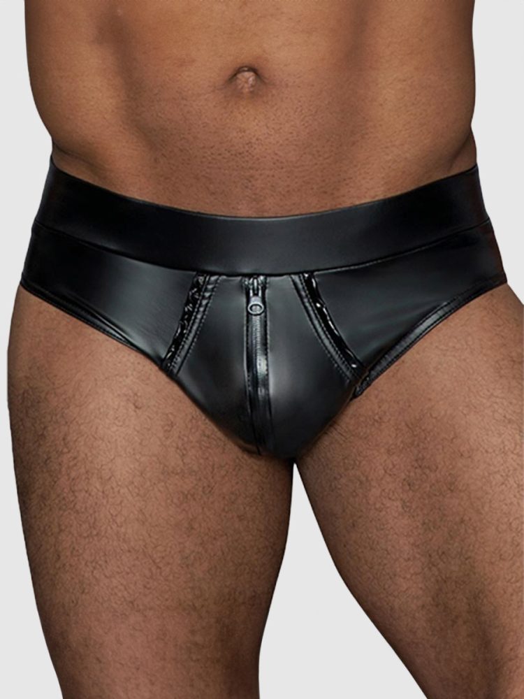 Noir-Handmade Missbehaved H065 Men's Briefs[L], L - Amorana