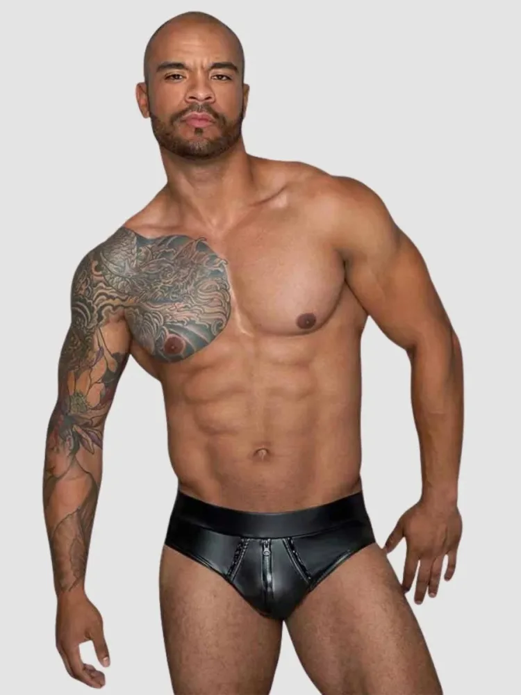 Noir-Handmade Missbehaved H065 Men's Briefs[L], L - Amorana