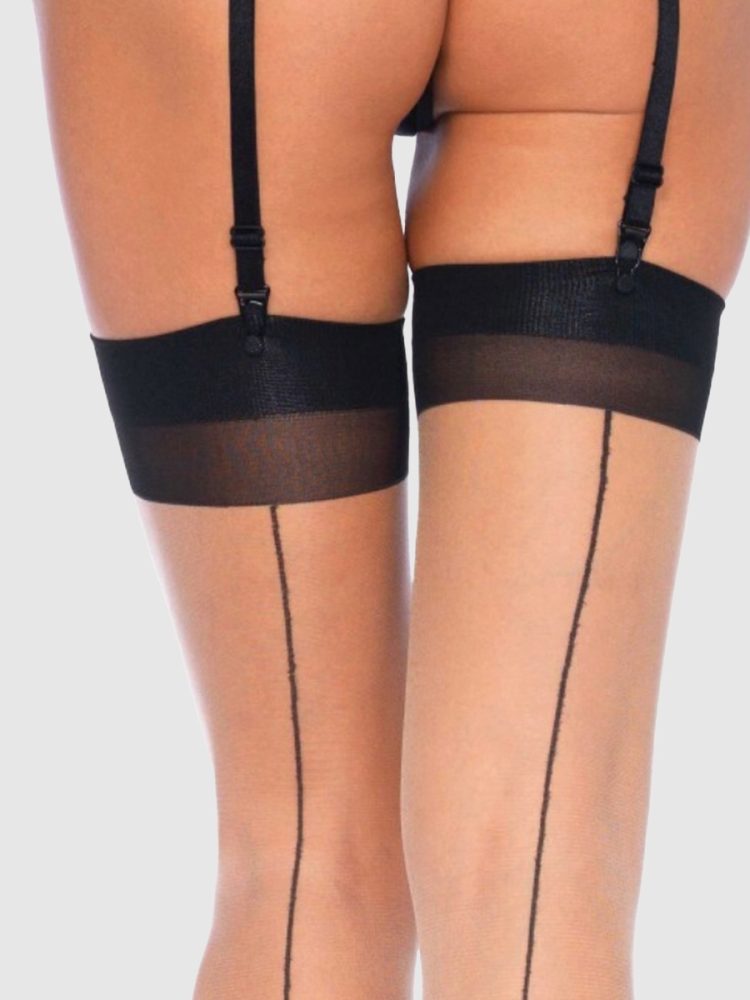 Leg-Avenue - Two Tone Strümpfe - Beige/Schwarz - Nylon, Polyester, Elasthan