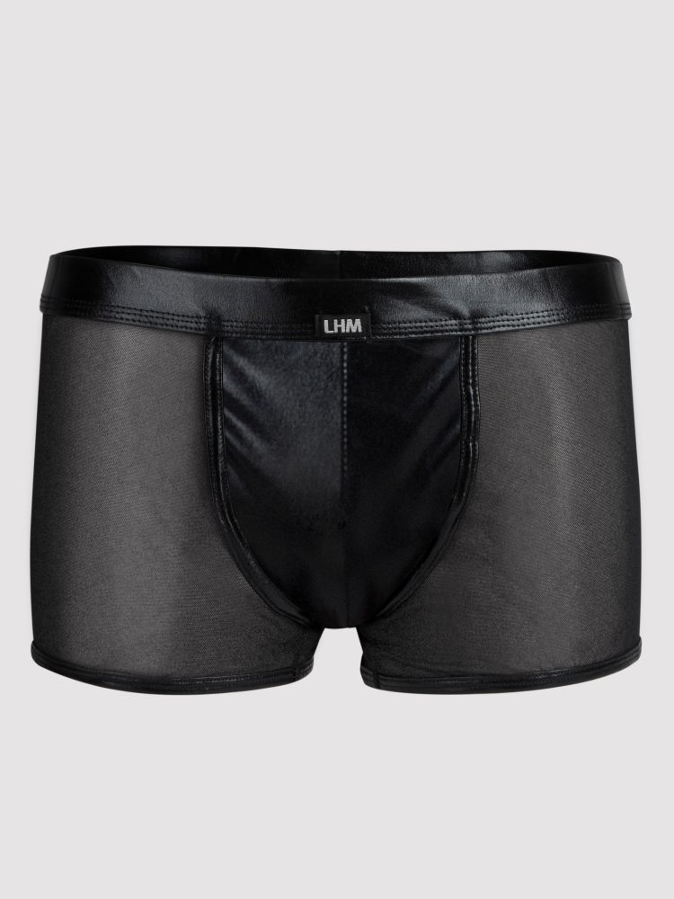 LHM Boxershorts in Lackoptik mit Netz, Schwarz - L / XL - Amorana