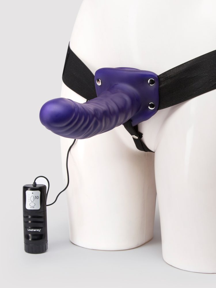 Lovehoney Perfect Partner Unisex Hollow 10 Function Vibrating Strap-On 8 Inch (Purple), Violett - Amorana