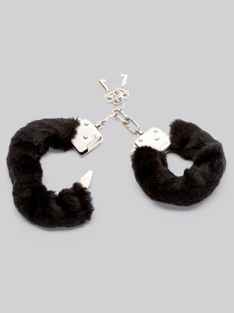 Lovehoney Black Furry Handcuffs, Schwarz - Amorana