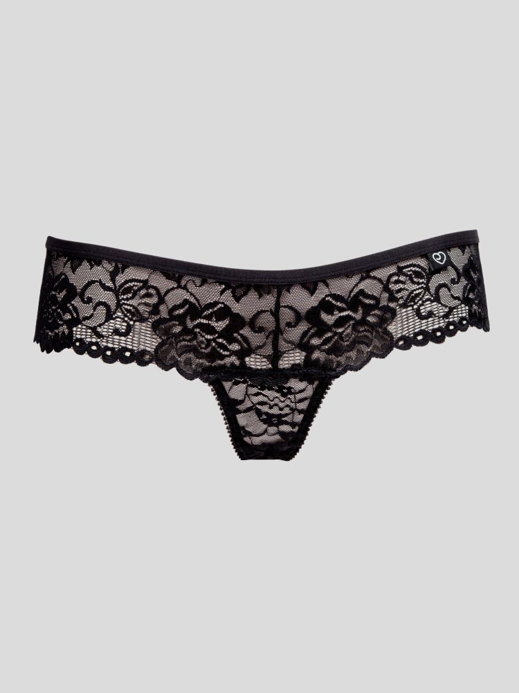 Lovehoney Flirty Black Lace Thong (Black S / M), Schwarz - S / M - Amorana