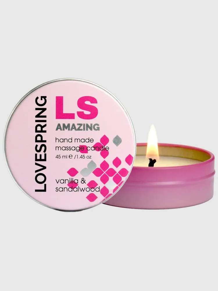 Lovespring LS Amazing Massage Candle with Fragrance[Pink], Vanille & Sandelholz - Amorana