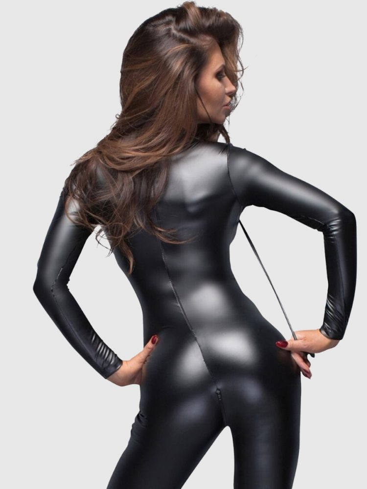 Noir-Handmade Diva F162 Catsuit[Black-XL], XL - Amorana