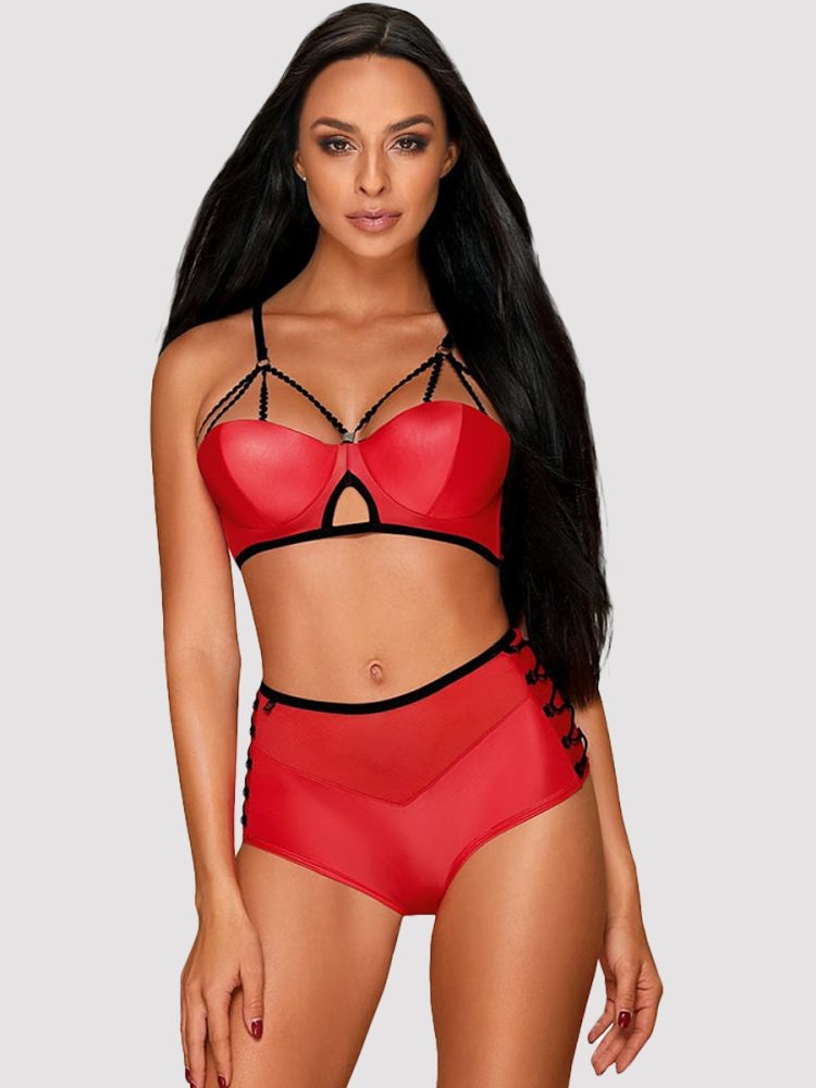 Obsessive Leatheria Lingerie Set[L/XL], L/XL - Amorana