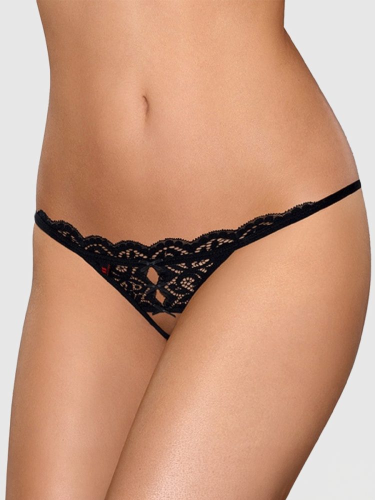 Obsessive Zaria Thong Crotchless[Black-L/XL], L/XL - Amorana