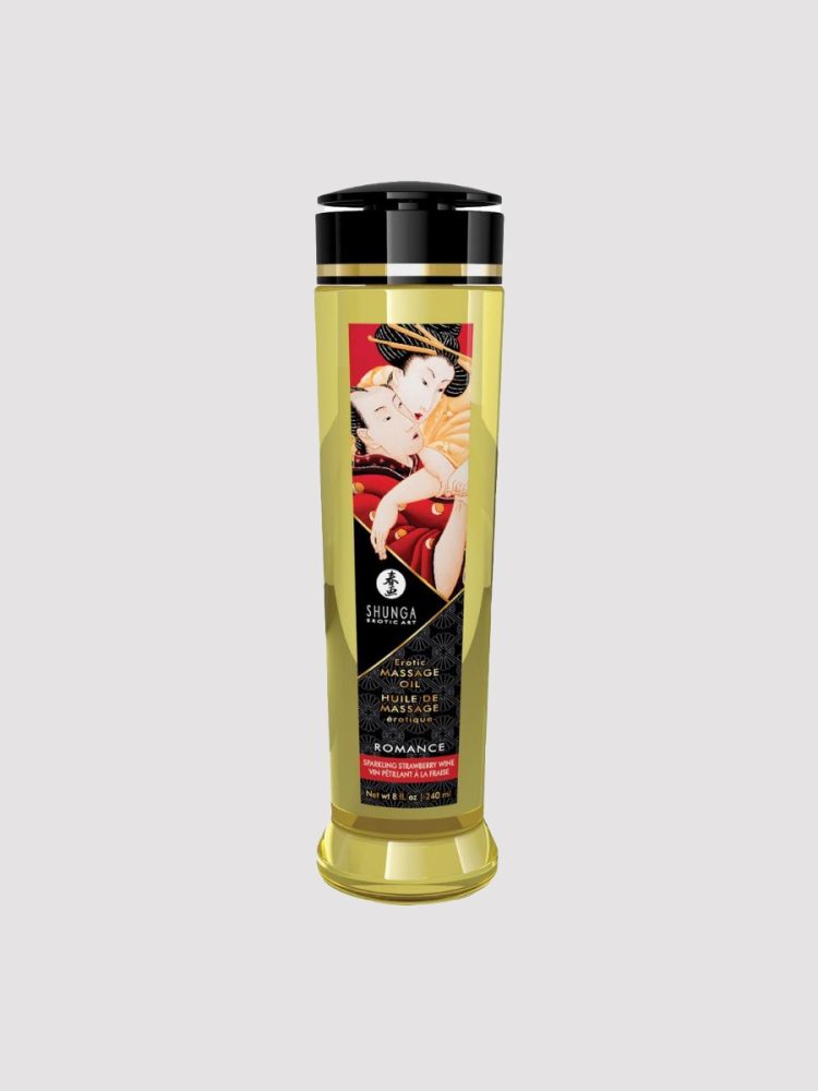 Shunga Romance Massage Oil[Transparent-240-ml], Erdbeere & Champagner - Amorana
