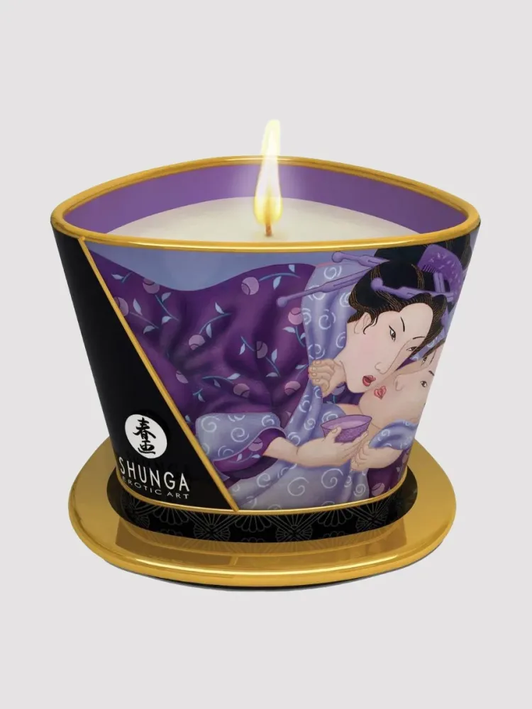 Shunga Massage Candle Massagekerze[White], Erdbeere & Champagner - Amorana
