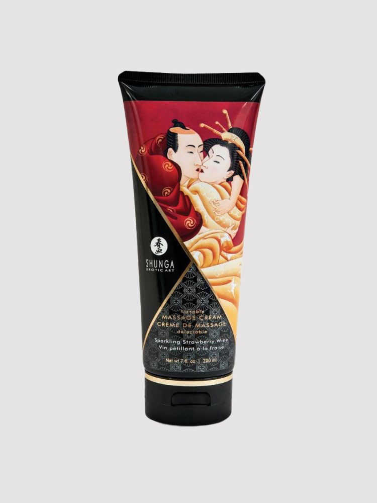 Shunga Massage Cream[White-200-ml], Erdbeere & Champagner - Amorana
