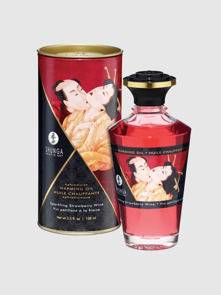 Shunga Aphrodisiac Massage Oil, Sparkling Strawberry Wine - Amorana