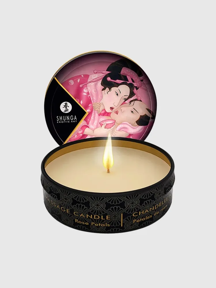 Shunga Scented Massage Candle, Rose - Amorana