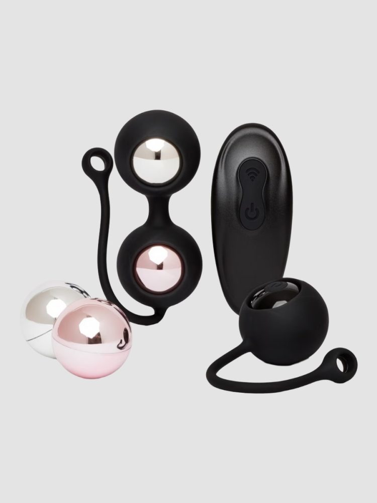 Lovehoney Rechargeable Remote Control Vibrating Kegel Ball Set - Black, Schwarz - Amorana