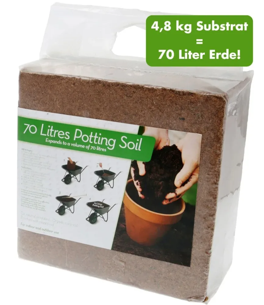 Pflanz-Erde aus Kokos-Faser für 70 Liter Erde