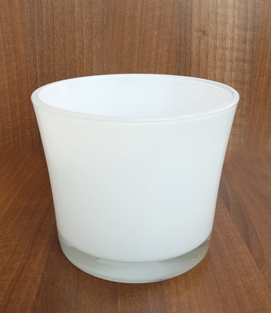 Glas-Übertopf ø 14 cm ´weiß´ (1 Stück)