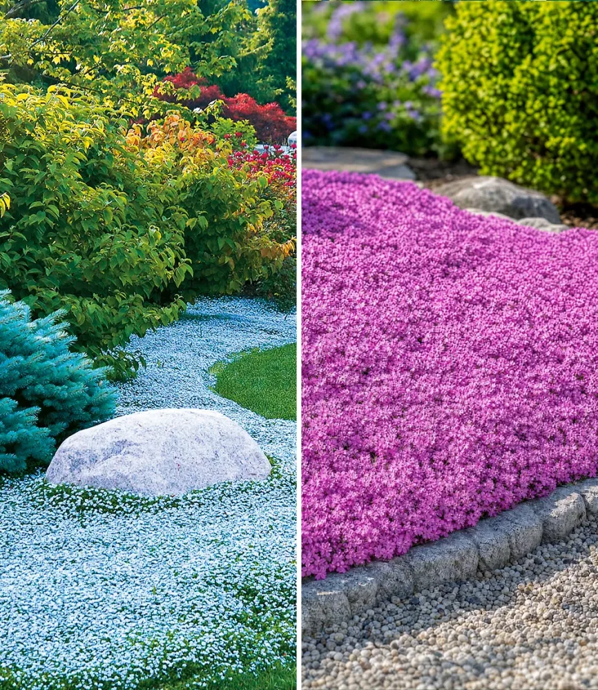 Bodendecker-Kollektion pink und blau