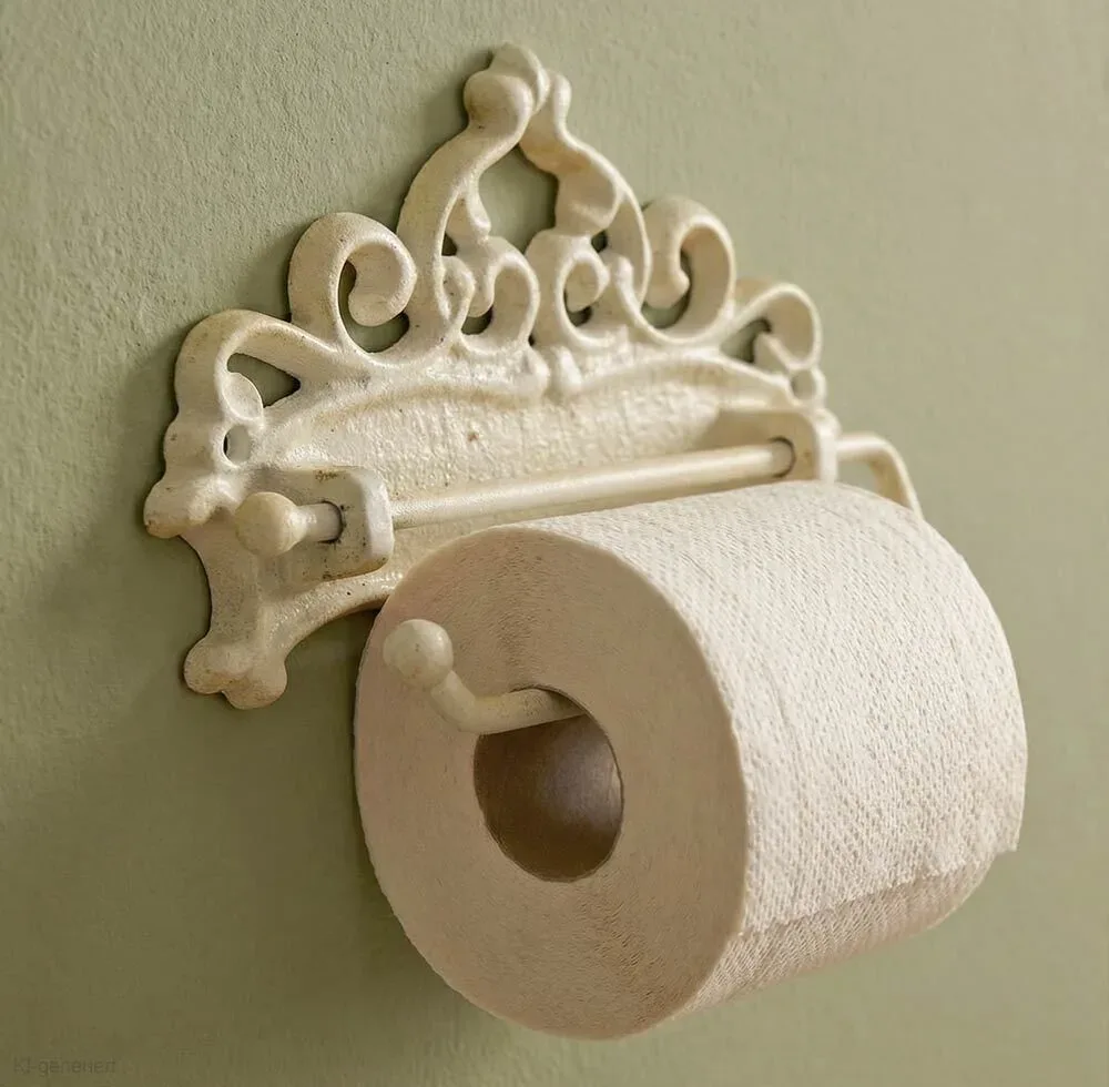 Toilettenpapierhalter Jugendstil Nostalgie Gusseisen Antik-Stil Weiß Vintage