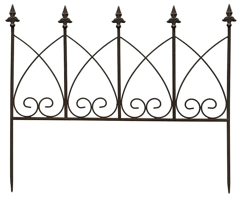 Beetzaun Metall Zum Stecken Beeteinfassung Beetumrandung Antik-Stil Braun 62cm