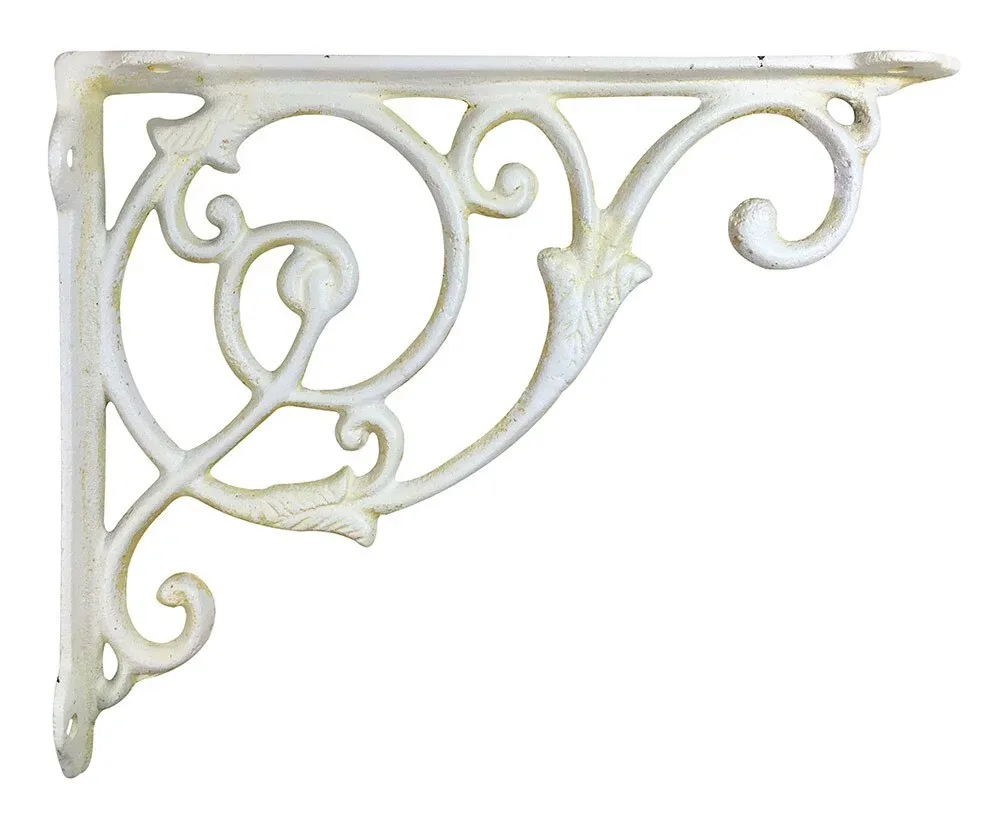 Regalträger Shabby Chic Weiß Regalhalterung Gusseisen Antik-Stil 18x22cm