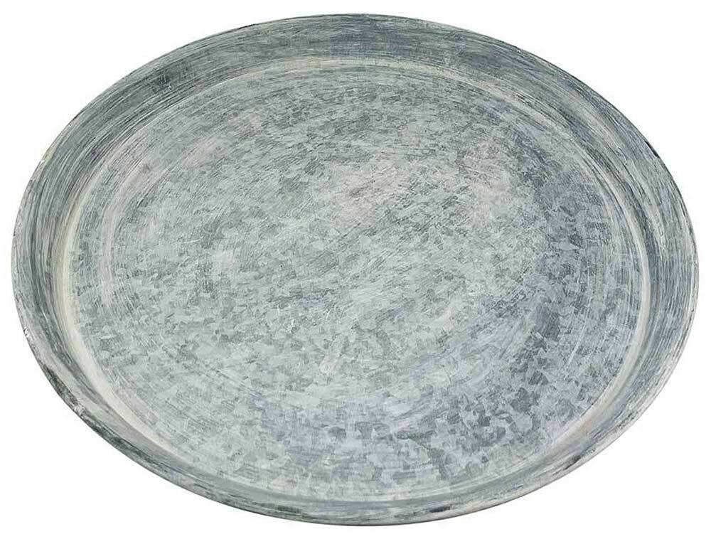 Tablett Rund Zink Vintage-Stil Zinktablett Dekotablett Zinkteller Landhaus 50 cm