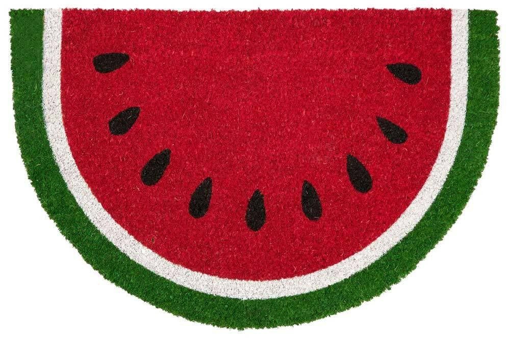 Fußmatte Kokos Fussmatte Fußabtreter Eingang Halbrund 60 x 40 cm Motiv Wassermelone