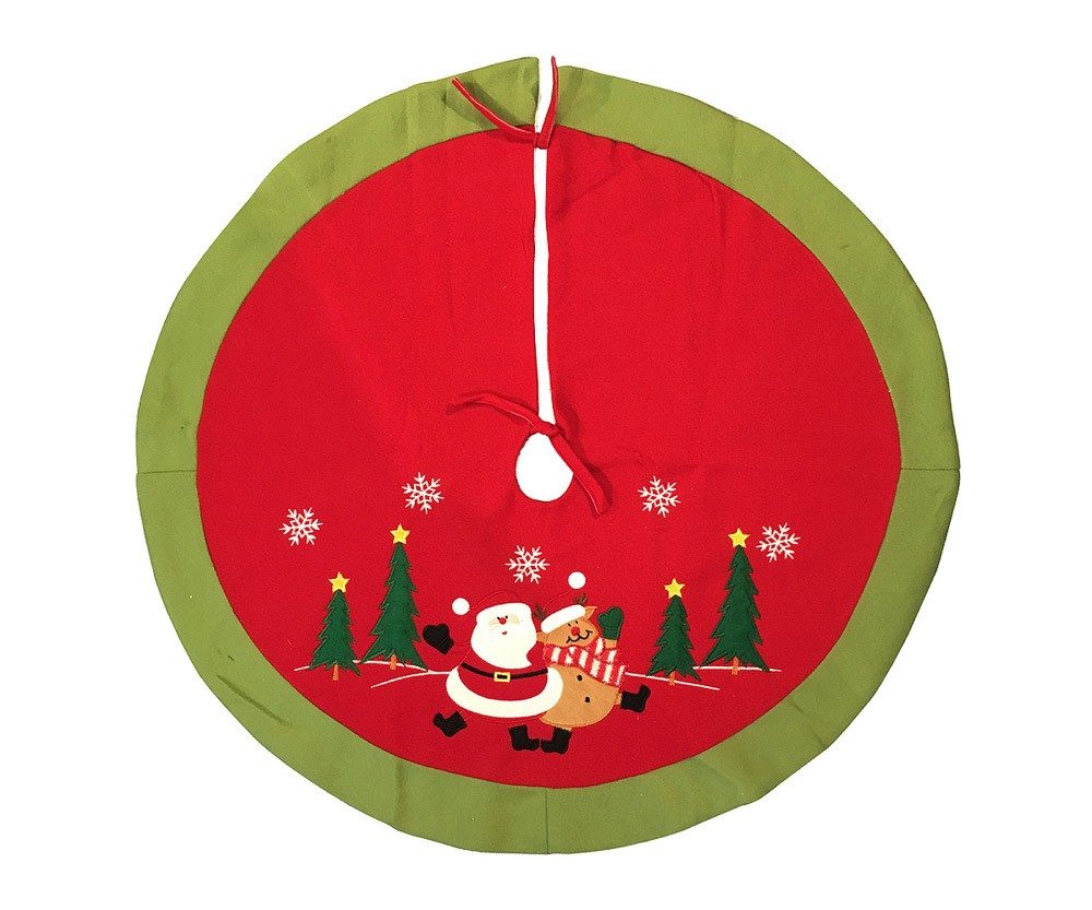 Weihnachtsbaumdecke Weihnachtsmann Rentier Rot Grün Christbaumdecke Rund 90cm
