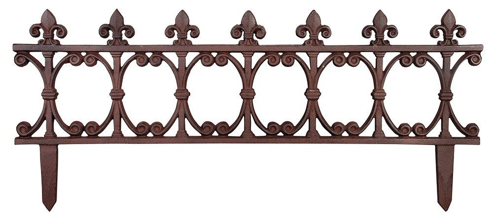 Beetzaun Beeteinfassung Gusseisen Antik-Braun 82x36cm Beetumrandung Ziergitter