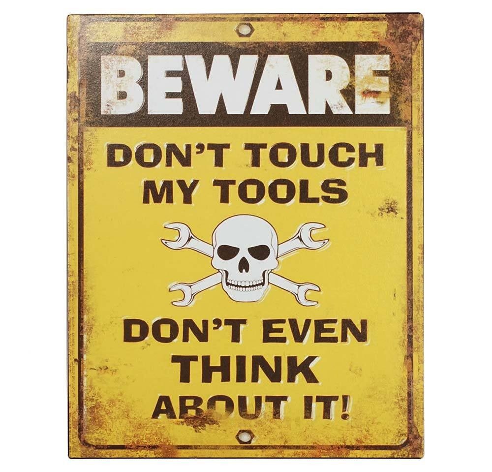 Blechschild DON'T TOUCH MY TOOLS Retro Vintage Dekoschild 25 x 20 cm
