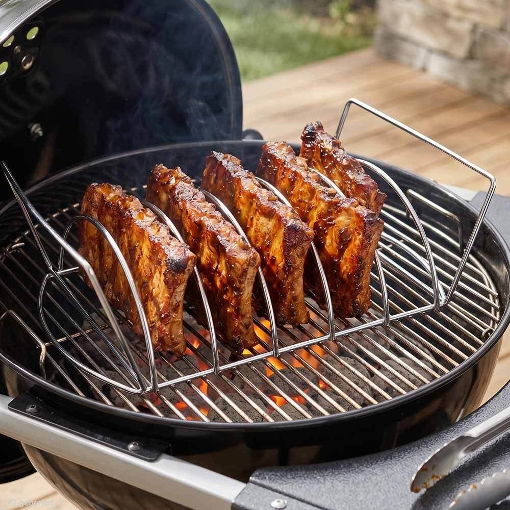 Spare-Rib-Halter & Bratenkorb, beidseitig nutzbar für Gasgrill & Holzkohlegrill