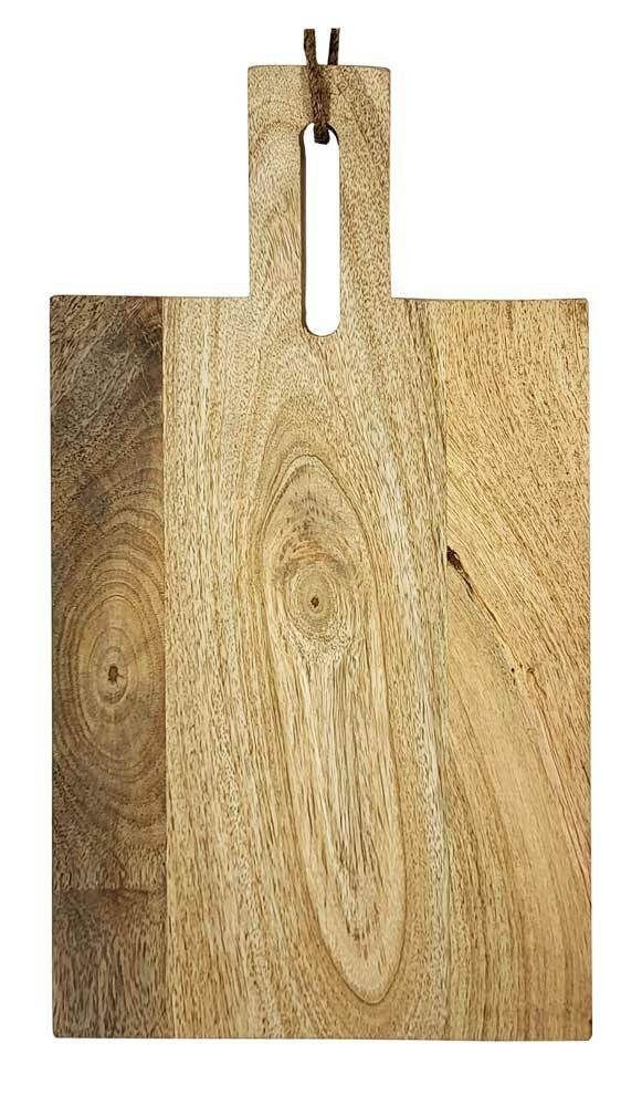 Schneidebrett Holz Servierbrett mit Griff Kordel Mangoholz 40x21cm