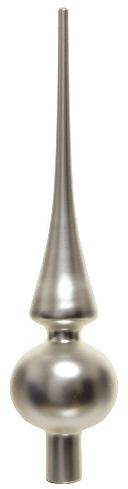 Christbaumspitze Silber Grau Matt aus Glas ? Elegante Weihnachtsbaumspitze 26 cm